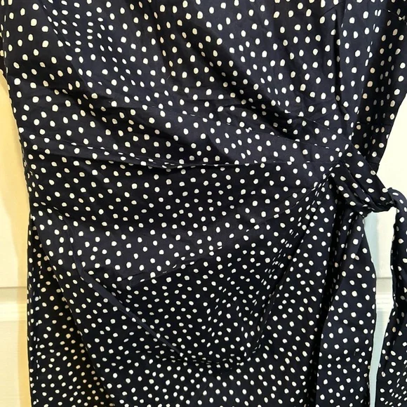 NWT s.OLIVER Black Label Dress Side Tie US Size 12 Blue Polka Dots Cap Sleeves - Picture 7 of 14